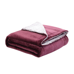 Purple Knitted PolYester Solid Color Plush Throw Blanket