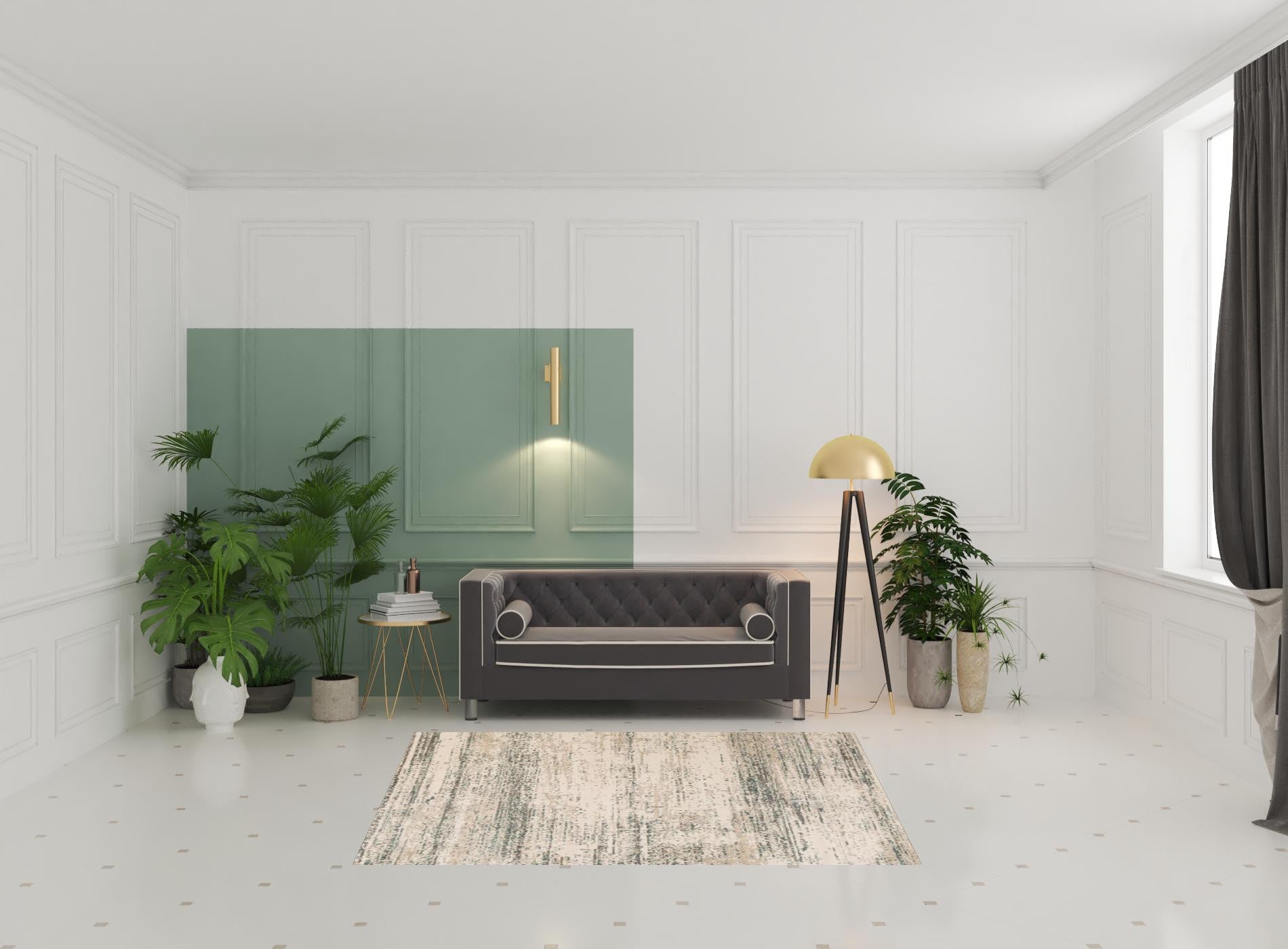 5' x 7' Ivory Striped Power Loom Area Rug