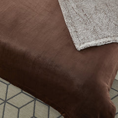 Brown Knitted PolYester Solid Color Plush Throw Blanket