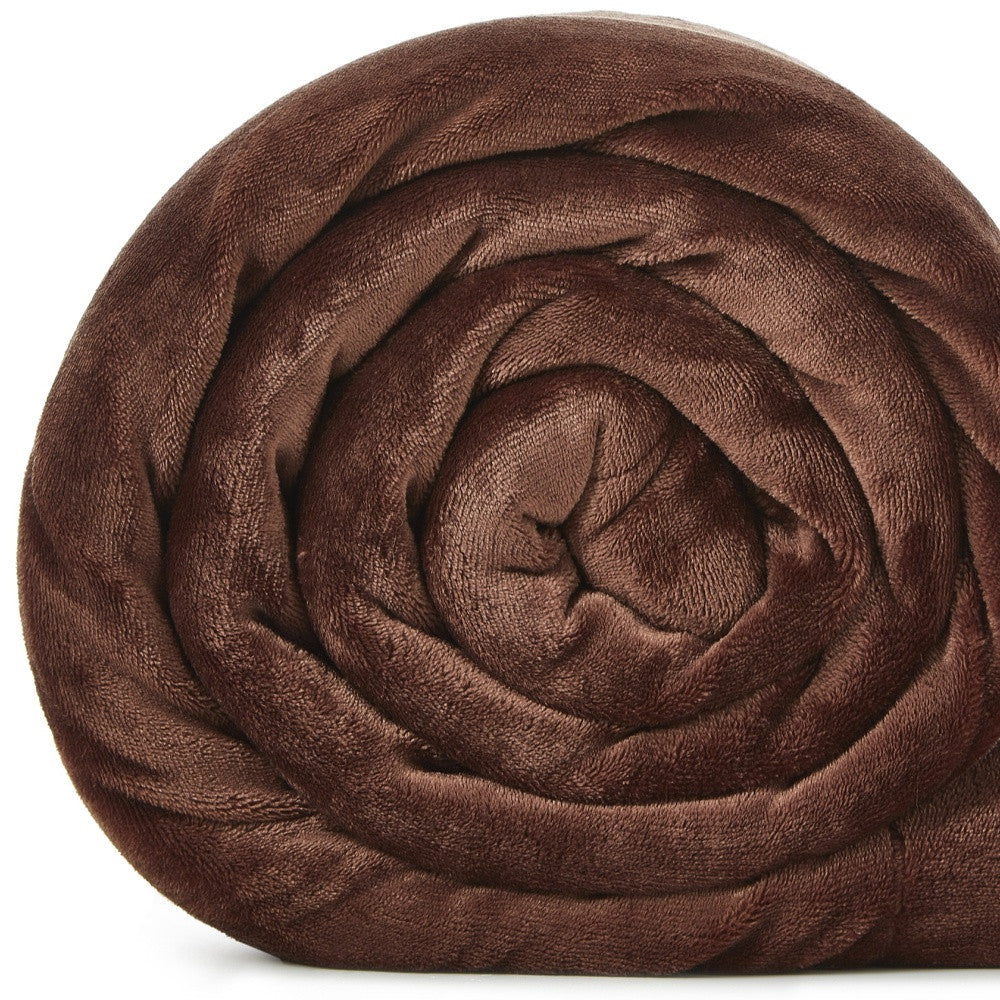 Brown Knitted PolYester Solid Color Plush Throw Blanket