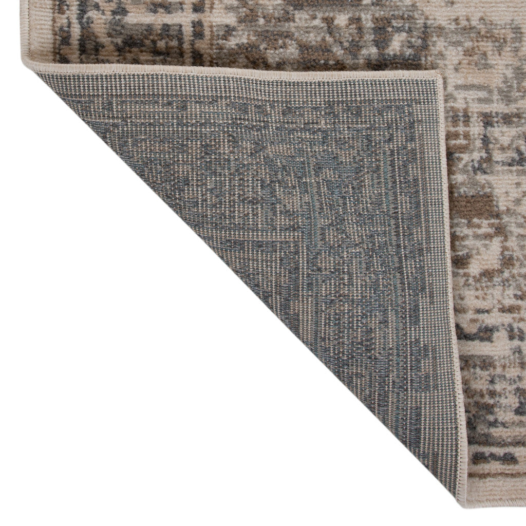 8' Beige Round Medallion Power Loom Area Rug