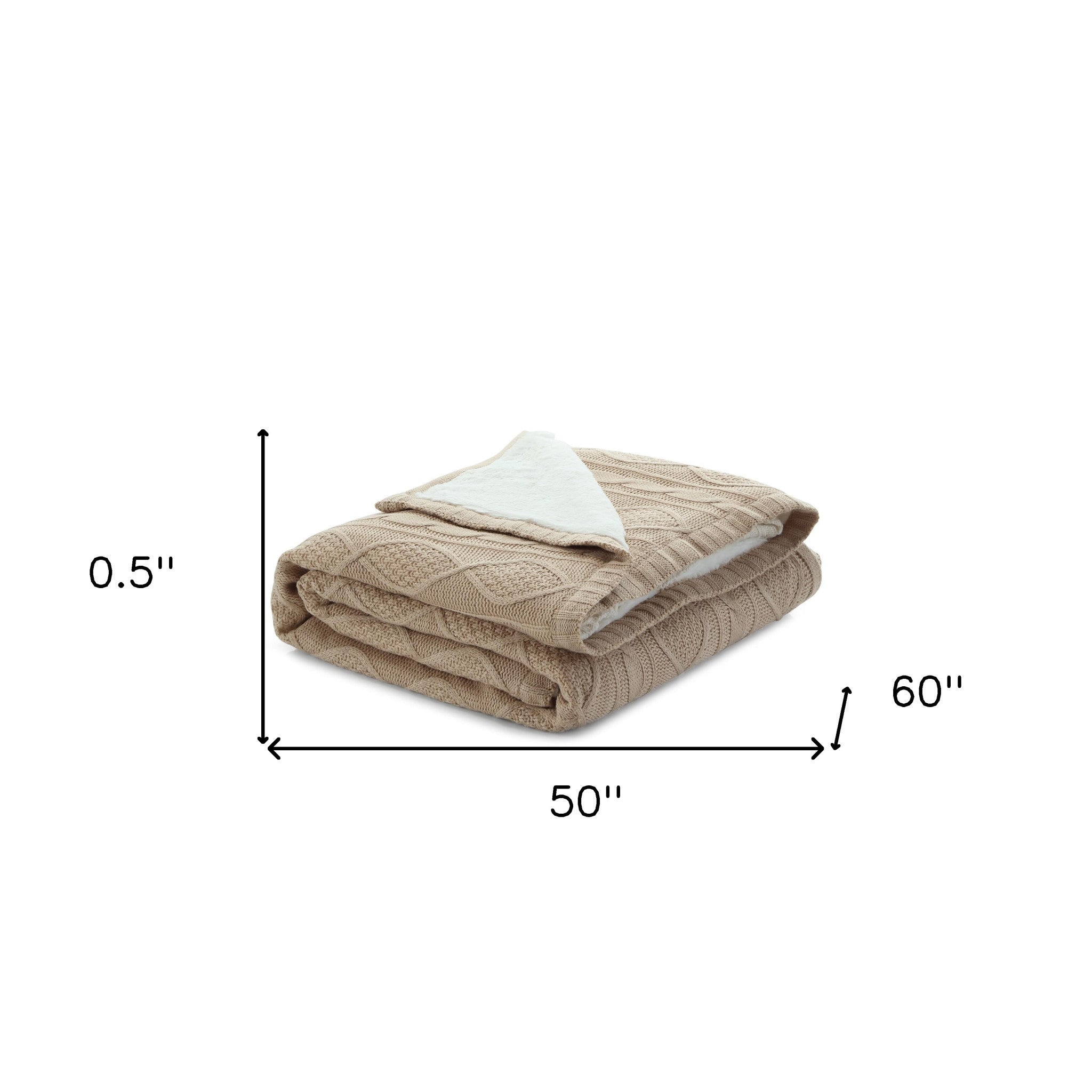 Taupe Knitted Acrylic Solid Color Throw Blanket