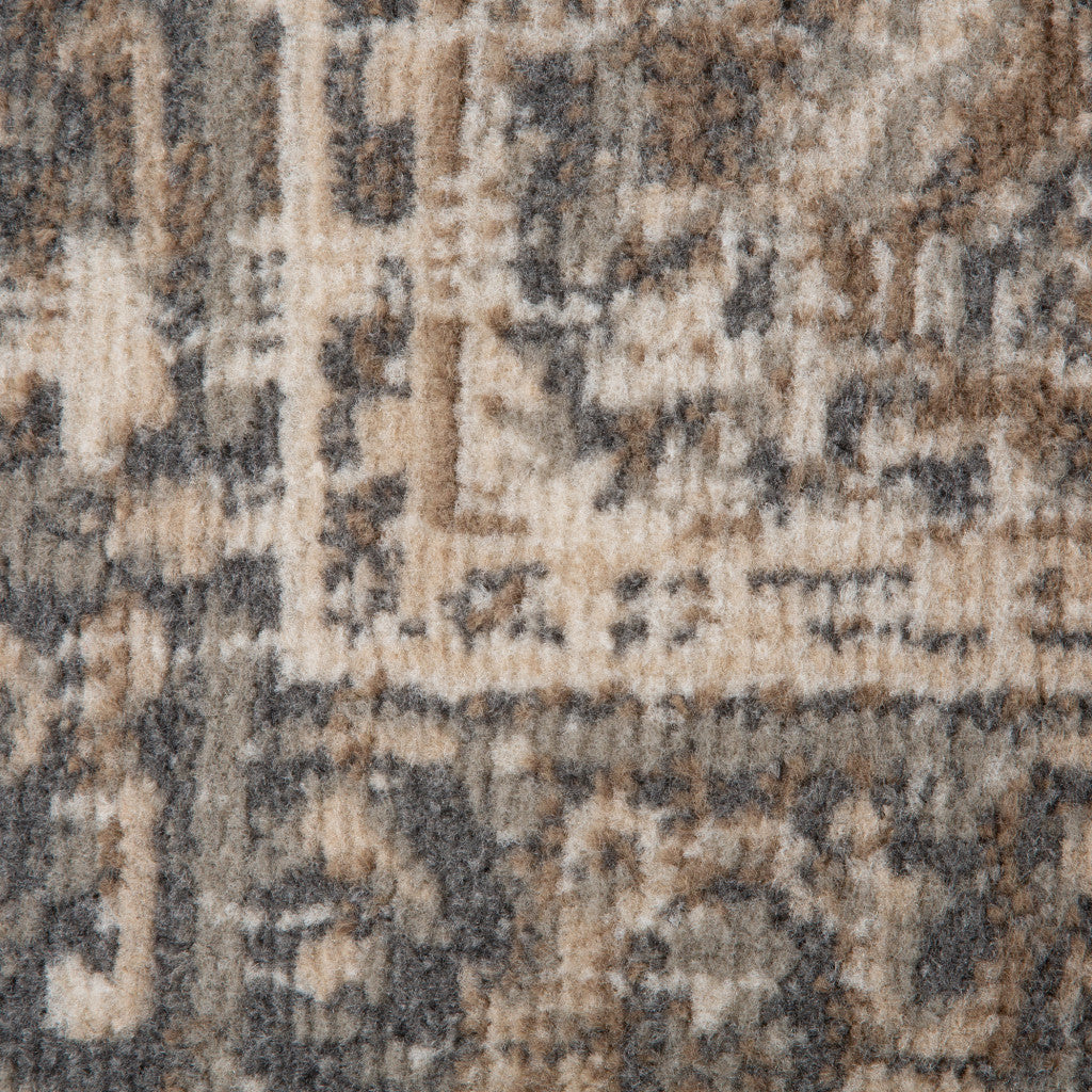 8' Beige Round Medallion Power Loom Area Rug