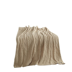 Taupe Knitted Acrylic Solid Color Throw Blanket