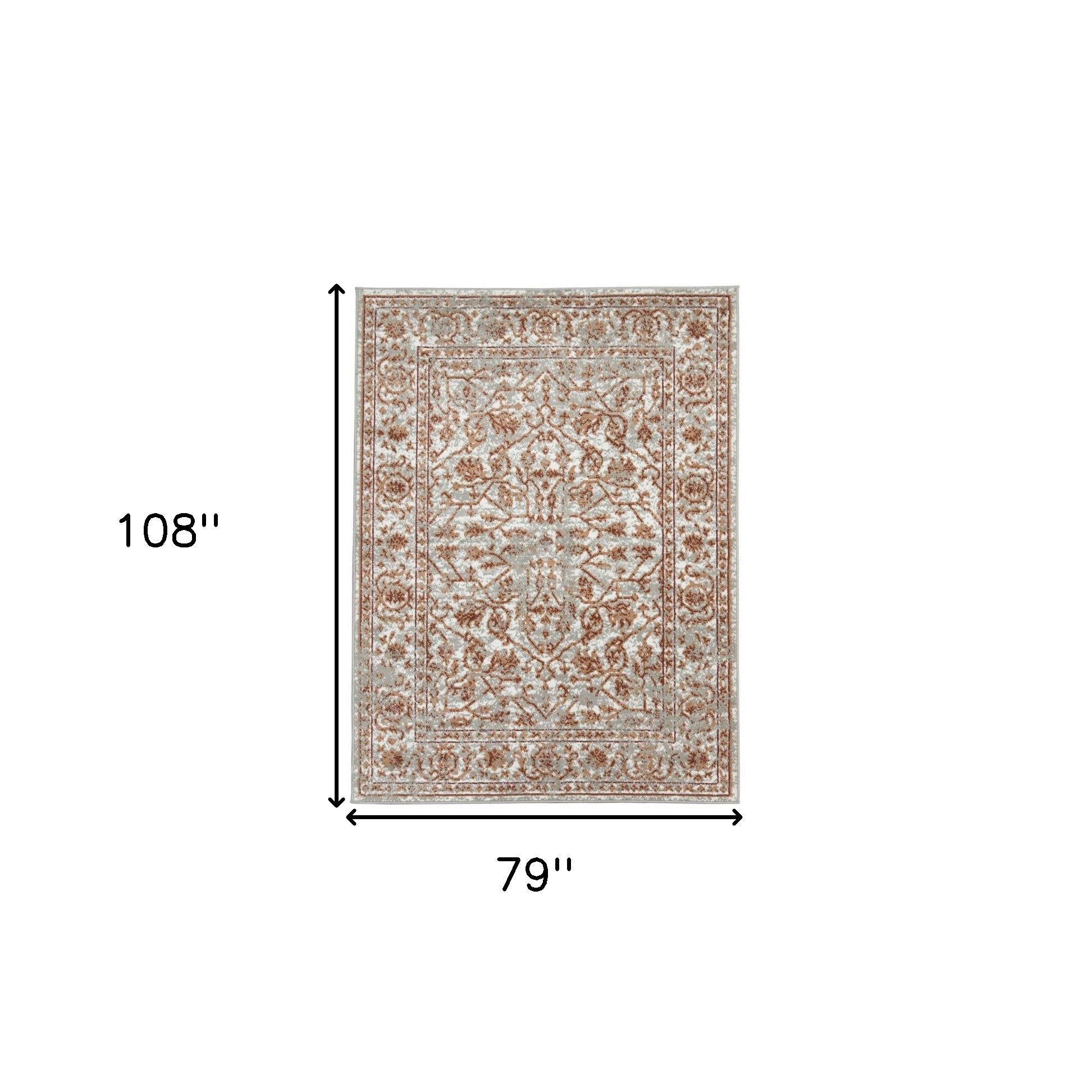 6' x 9' Orange Floral Power Loom Area Rug With Fringe