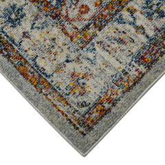 5' x 7' Orange and Ivory Floral Power Loom Area Rug