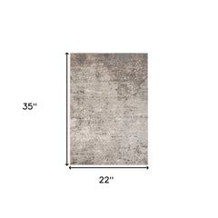 2' x 3' Gray Abstract Power Loom Area Rug