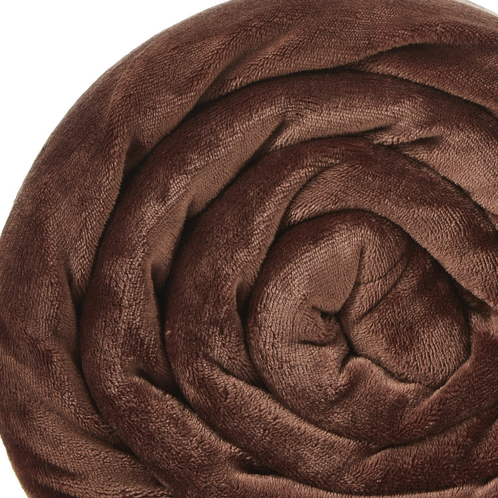 Brown Knitted PolYester Solid Color Plush Queen Blanket