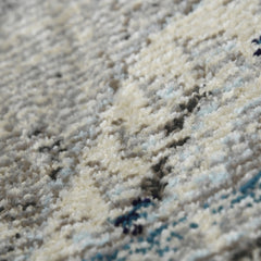8' Teal Blue Medallion Power Loom Runner Rug