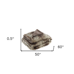 Brown Knitted Polyester Animal Print Throw Blanket