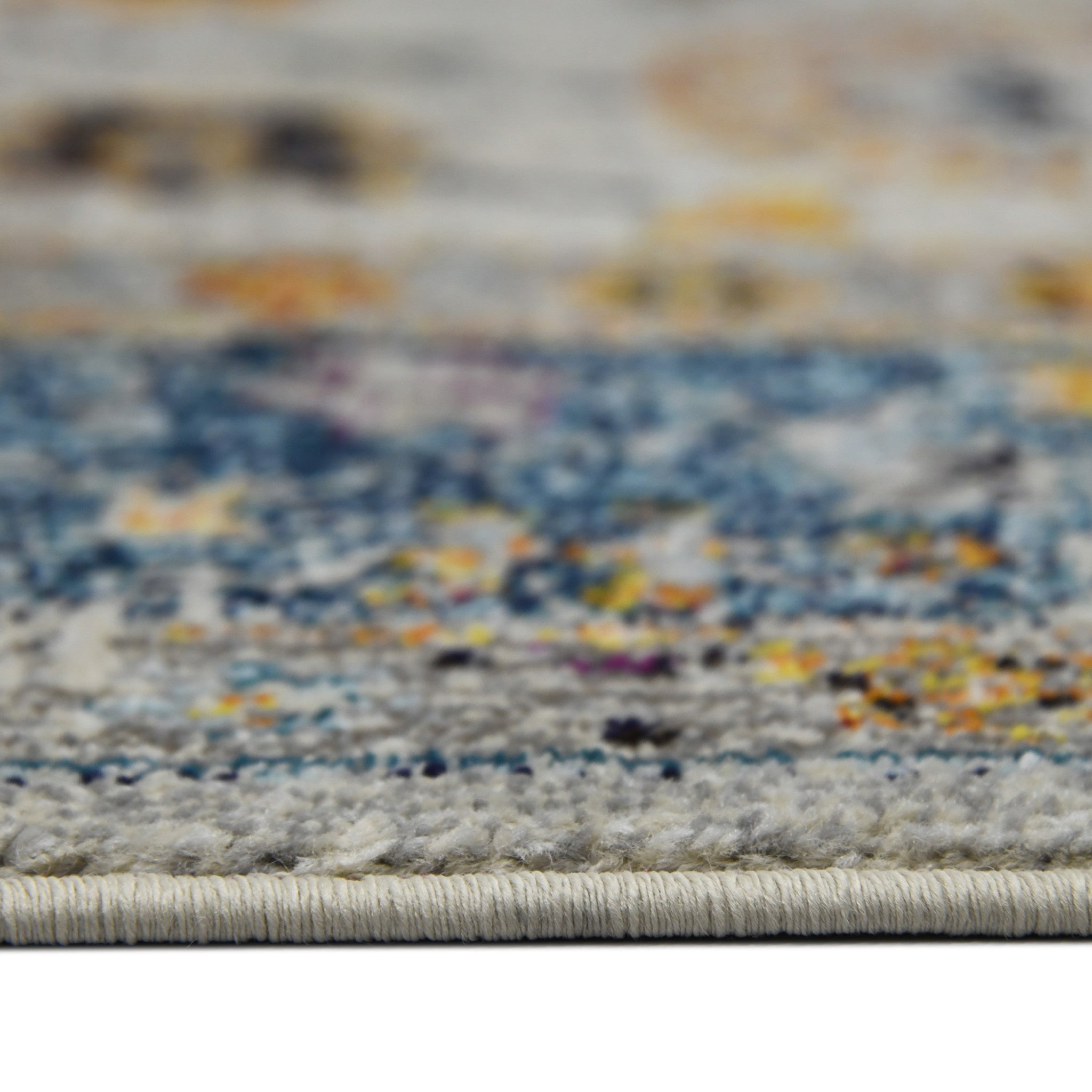 8' x 11' Blue and Orange Floral Power Loom Area Rug