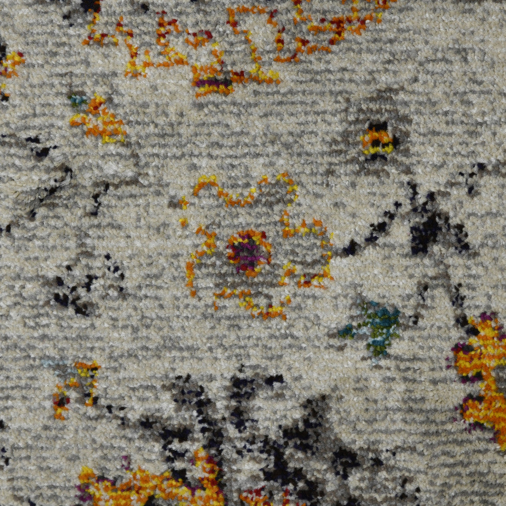 8' x 11' Blue and Orange Floral Power Loom Area Rug