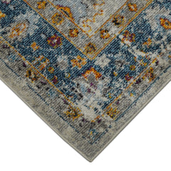 8' x 11' Blue and Orange Floral Power Loom Area Rug