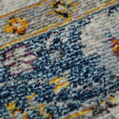 8' x 11' Blue and Orange Floral Power Loom Area Rug