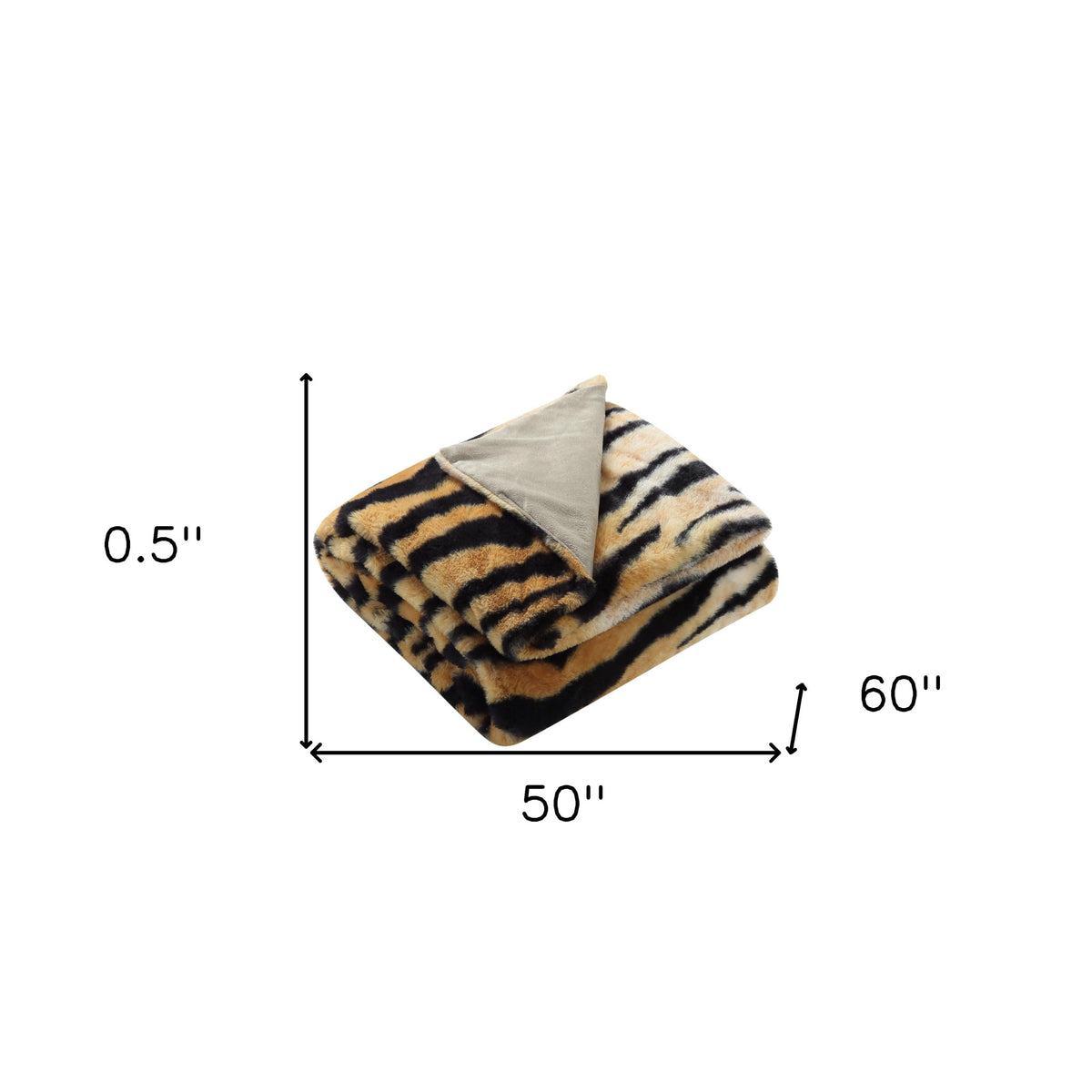 Orange and Black Tiger Print Faux Fur Plush Throw Blanket