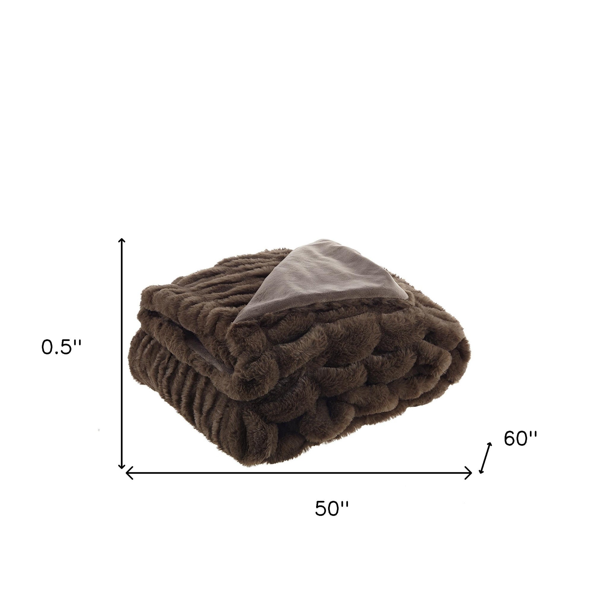 Brown Knitted Faux Fur Throw Blanket