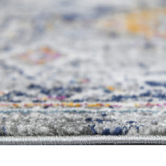 8' Blue and Orange Geometric Power Loom Runner Rug