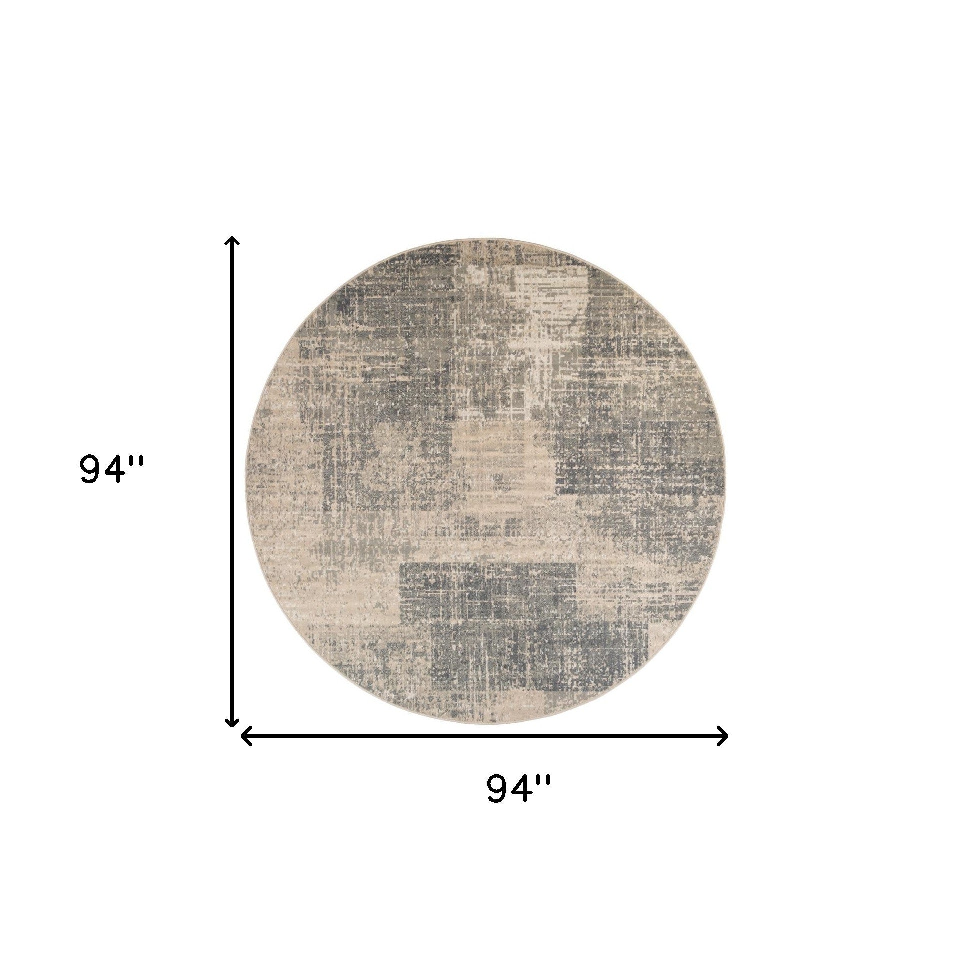 8' Light Blue Round Abstract Power Loom Area Rug