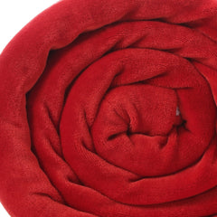 Red Knitted PolYester Solid Color Plush Throw Blanket