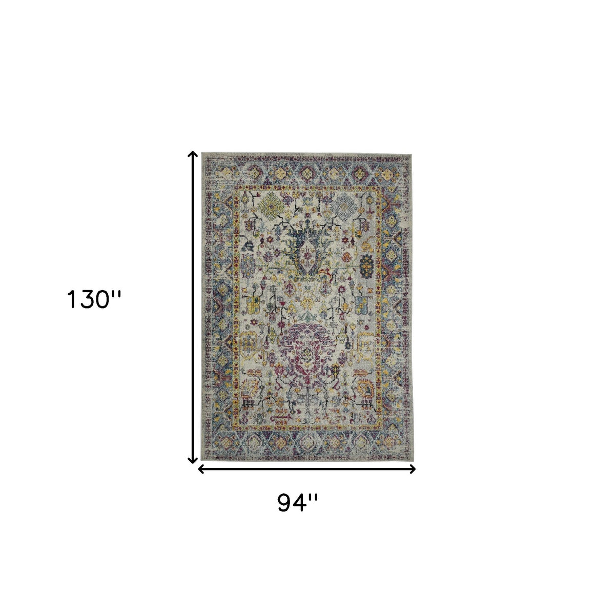 8' x 11' Gray Floral Power Loom Area Rug