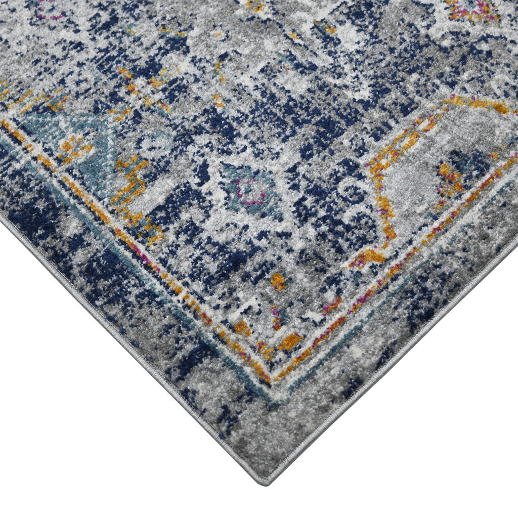 8' x 11' Blue and Orange Geometric Power Loom Area Rug