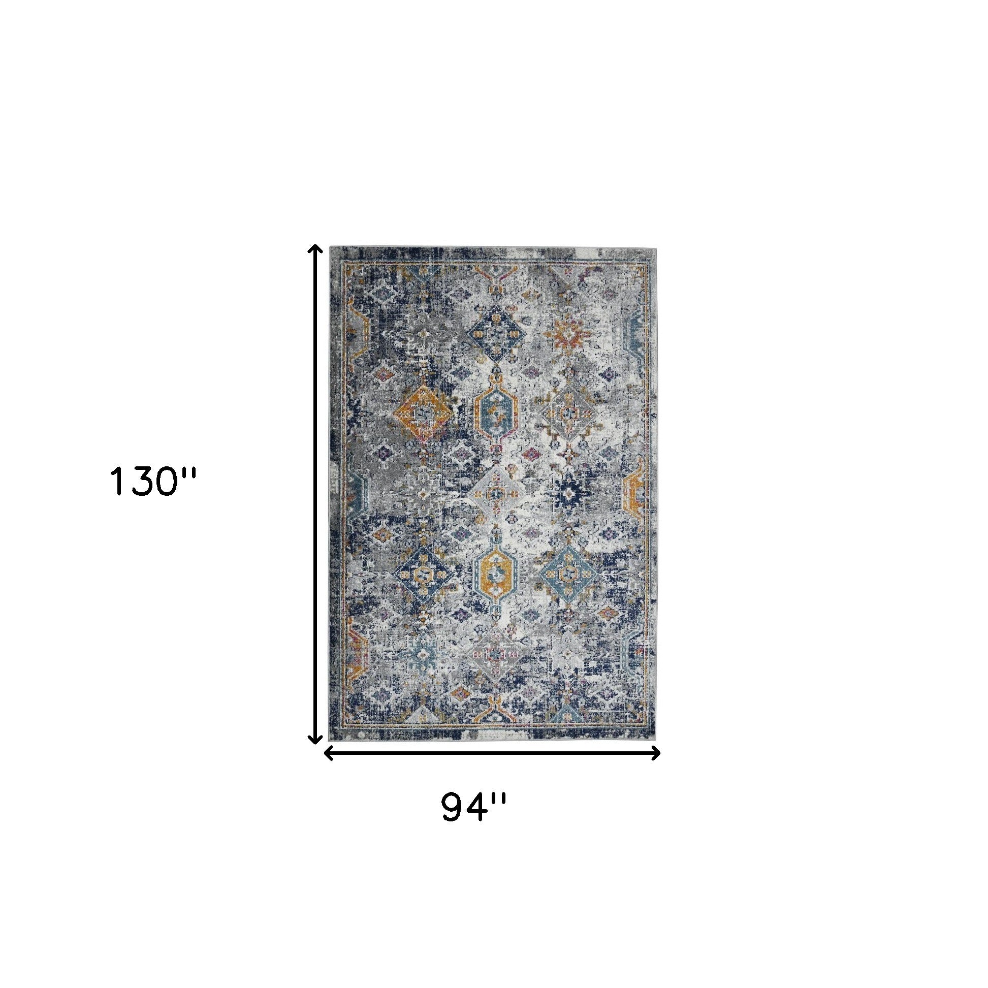 8' x 11' Blue and Orange Geometric Power Loom Area Rug