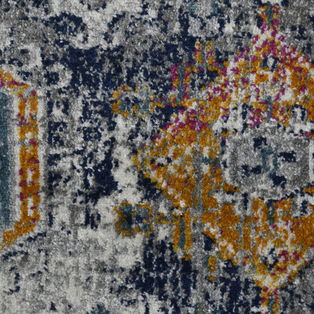 8' x 11' Blue and Orange Geometric Power Loom Area Rug