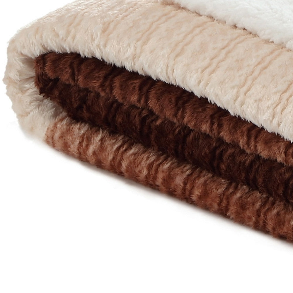 Brown Knitted PolYester Solid Color Plush Throw Blanket