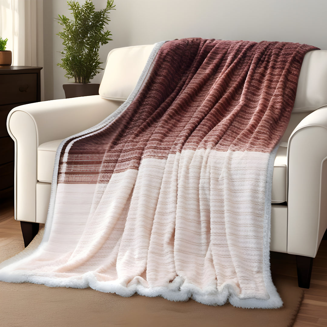 Brown Knitted PolYester Solid Color Plush Throw Blanket