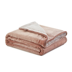 Blush Knitted PolYester Solid Color Plush Throw Blanket