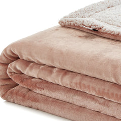 Blush Knitted PolYester Solid Color Plush Throw Blanket