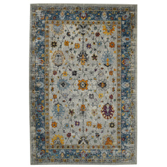 9' x 12' Blue and Orange Floral Power Loom Area Rug
