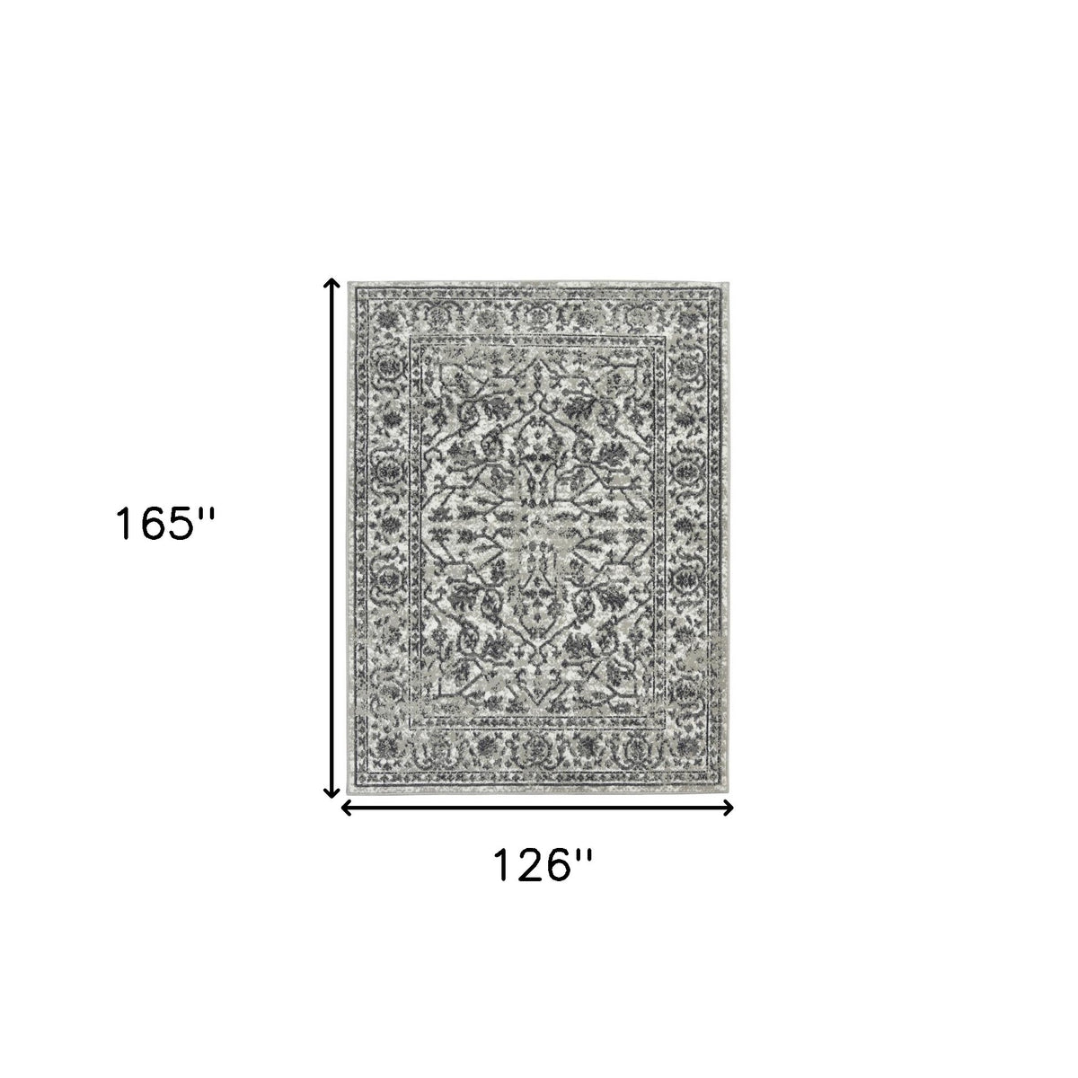 10' x 14' Gray Floral Power Loom Area Rug