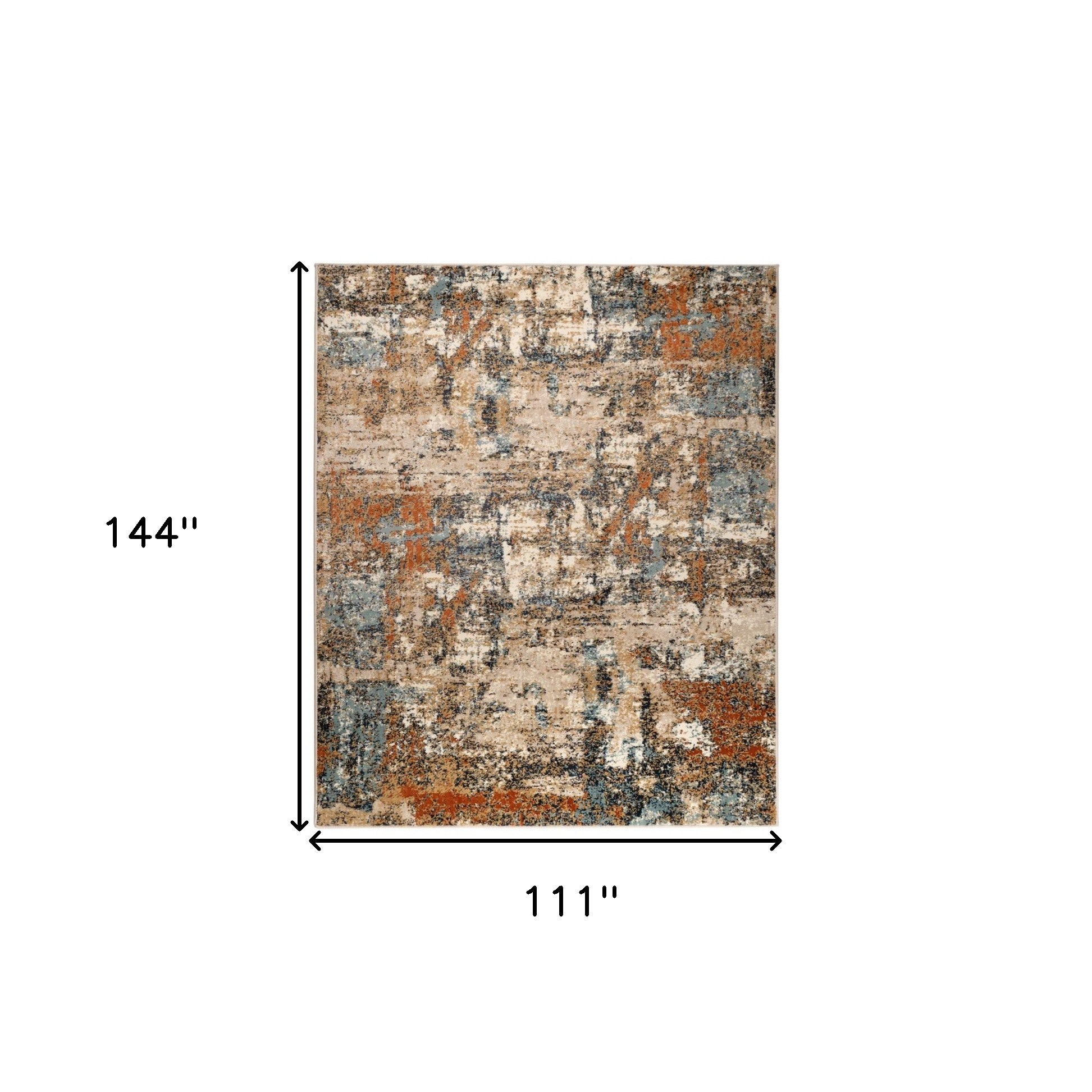 9' x 12' Orange Abstract Power Loom Area Rug