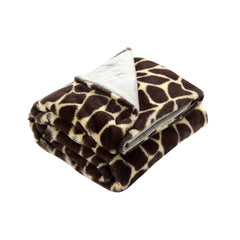 Yellow and Brown Knitted PolYester Animal Print Plush Throw Blanket