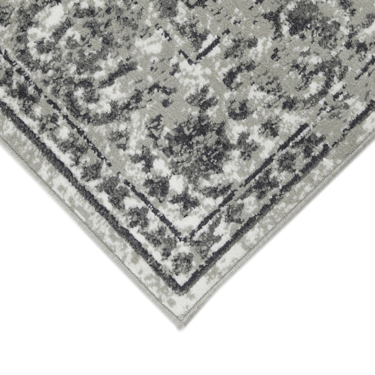 5' x 7' Gray Floral Power Loom Area Rug