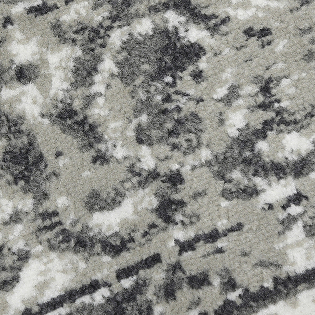 5' x 7' Gray Floral Power Loom Area Rug