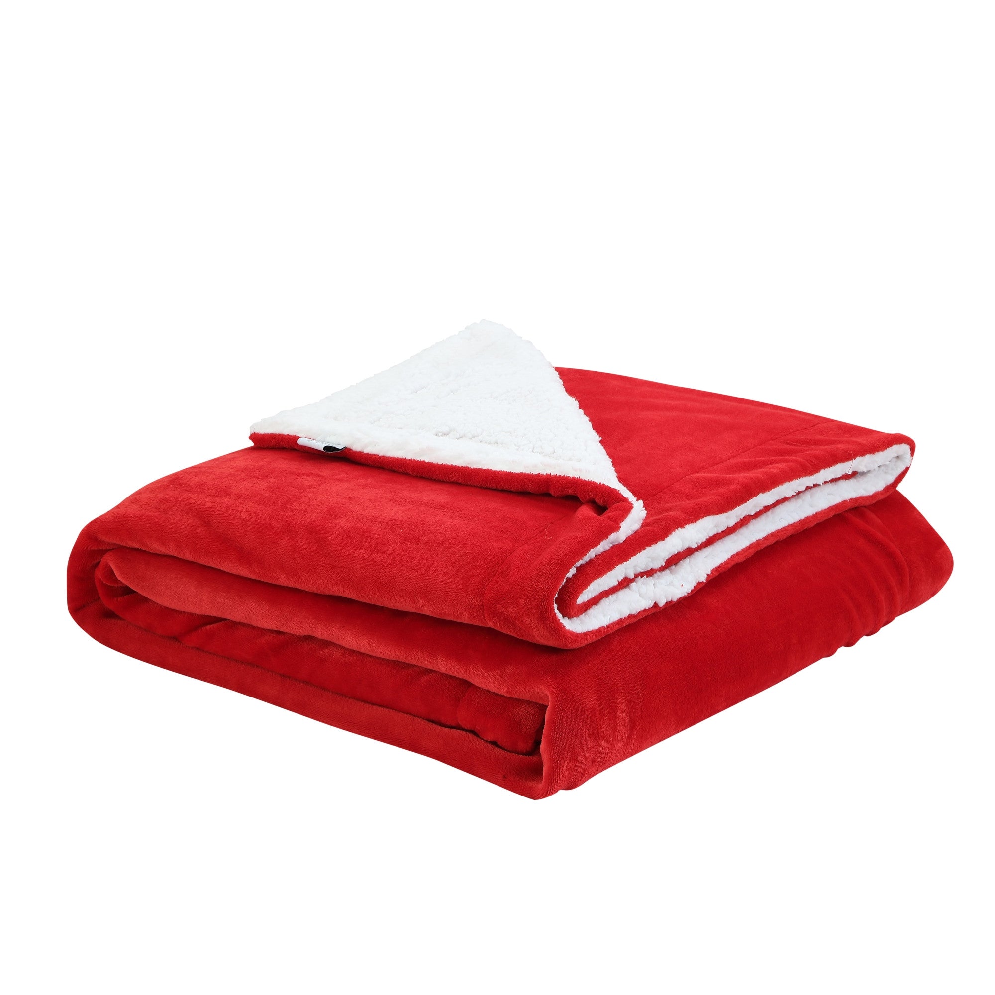 Red Knitted PolYester Solid Color Plush King Blanket