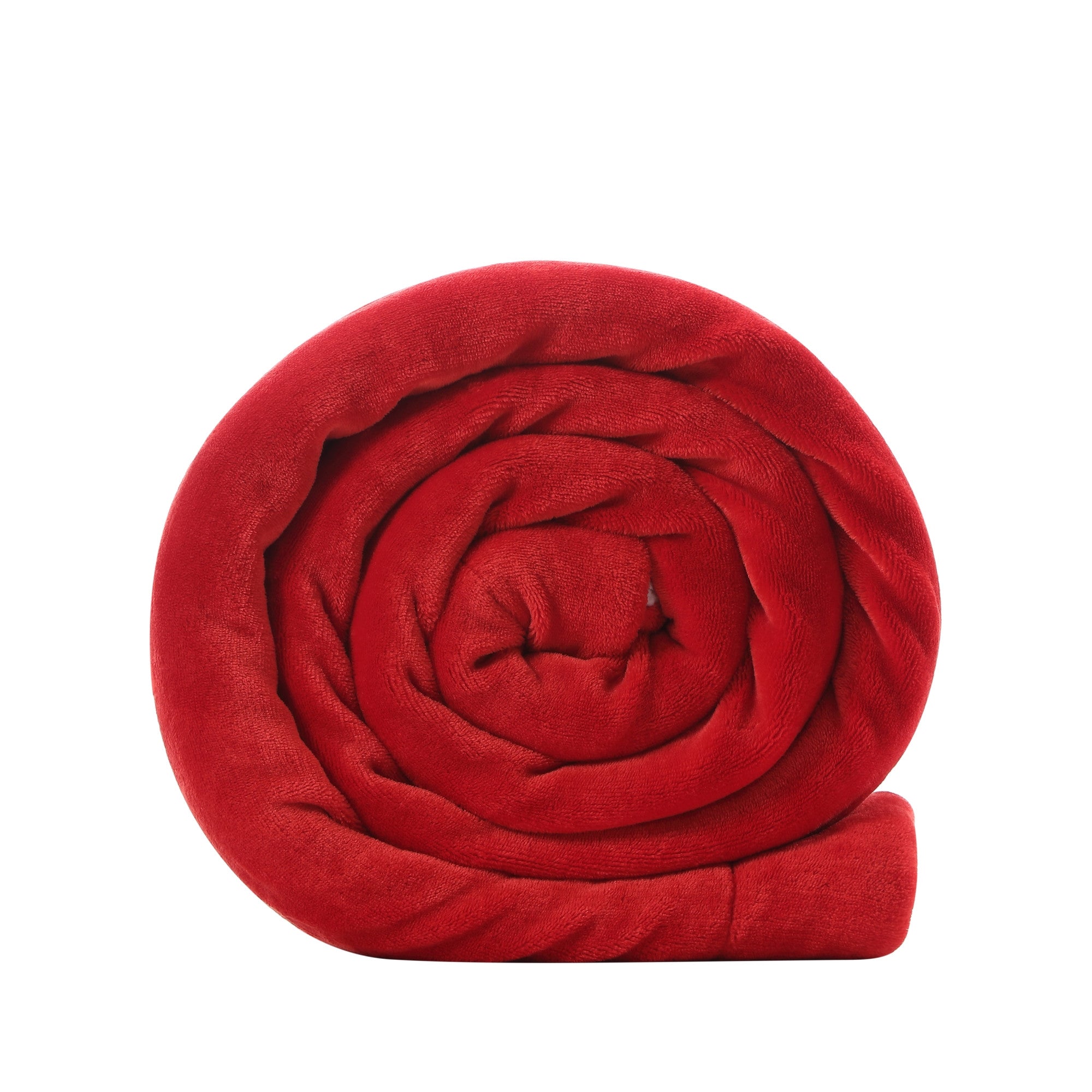 Red Knitted PolYester Solid Color Plush King Blanket