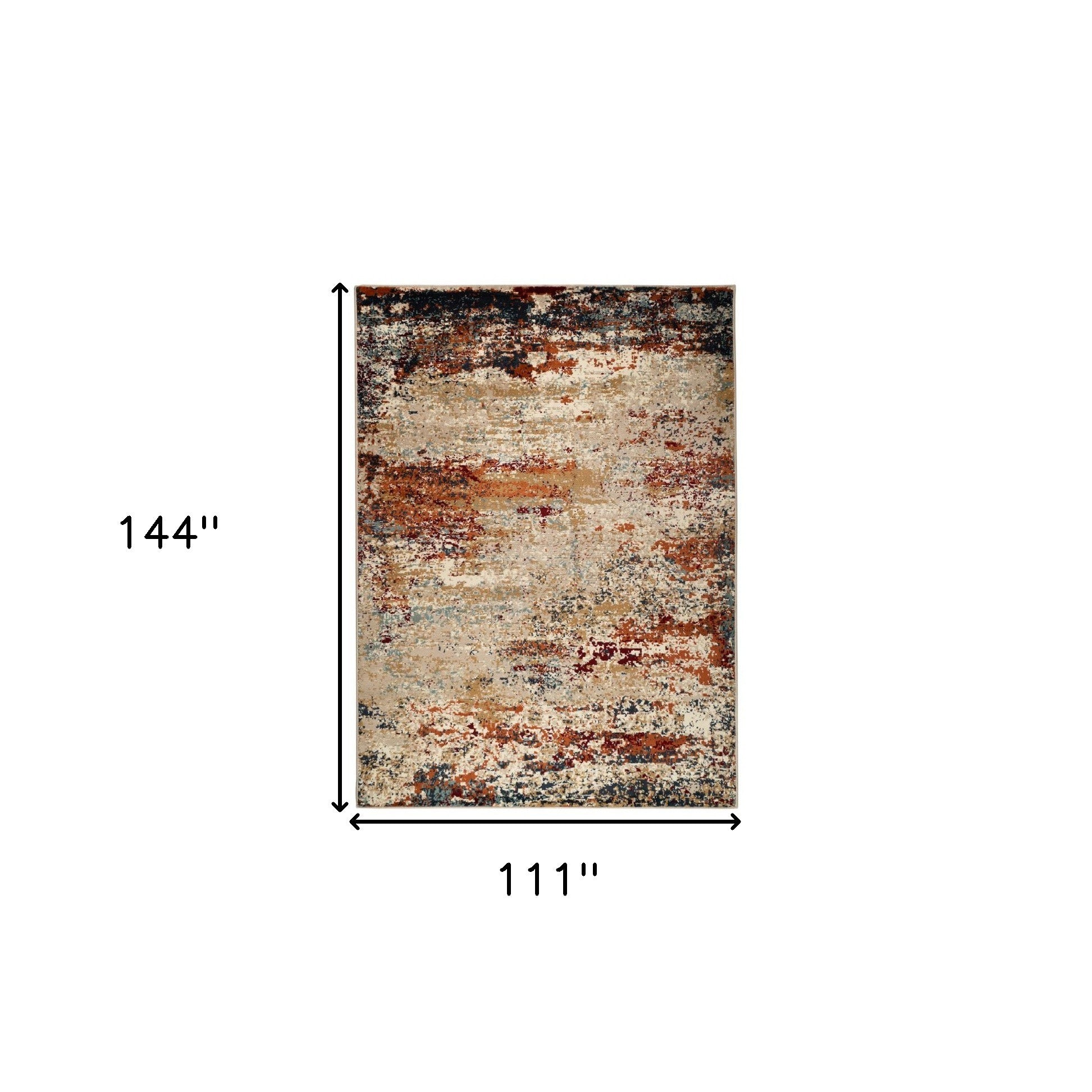 9' x 12' Orange Abstract Power Loom Area Rug