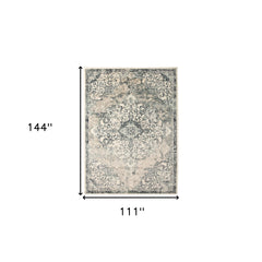 9' x 12' Blue Medallion Power Loom Area Rug