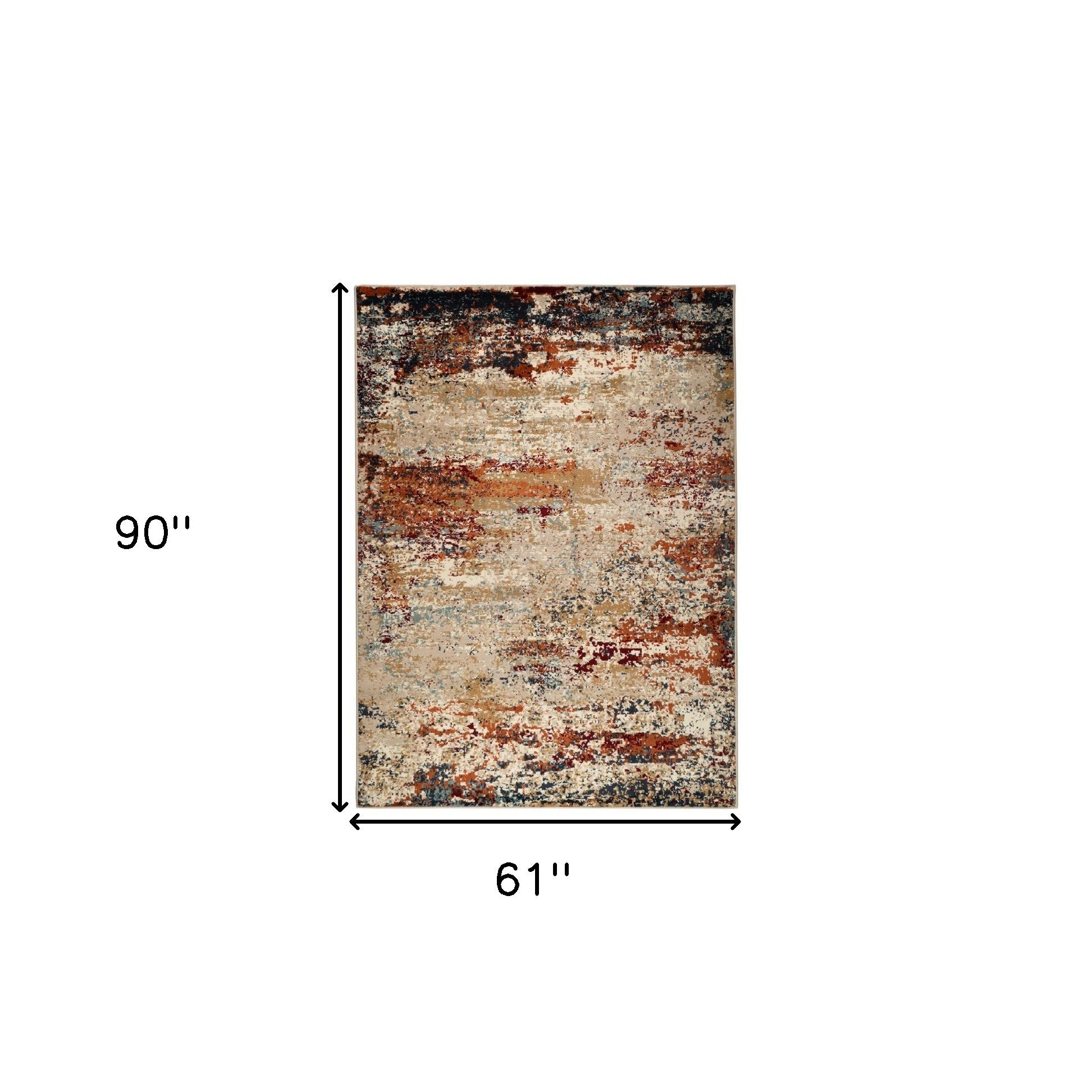 5' x 7' Orange Abstract Power Loom Area Rug