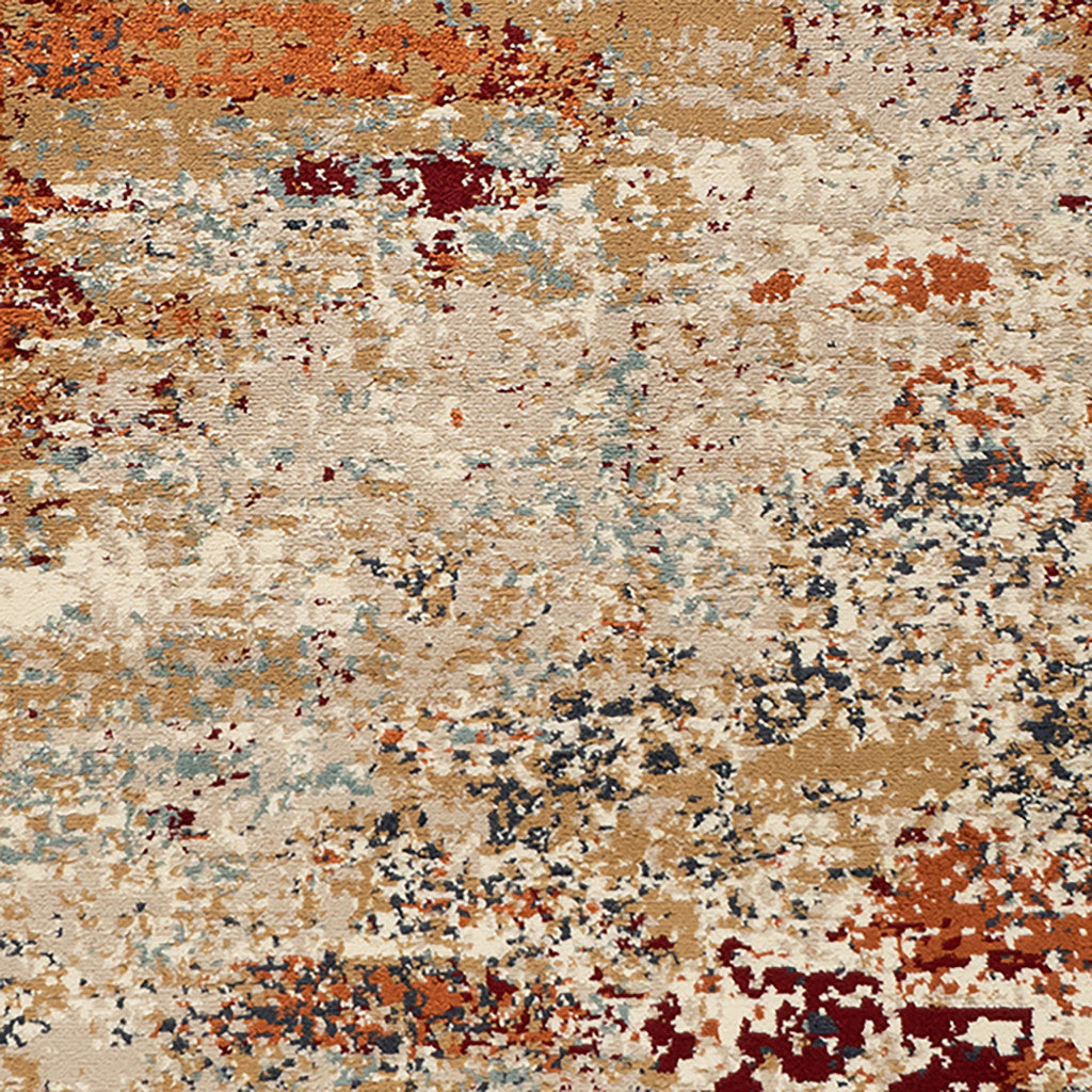 5' x 7' Orange Abstract Power Loom Area Rug