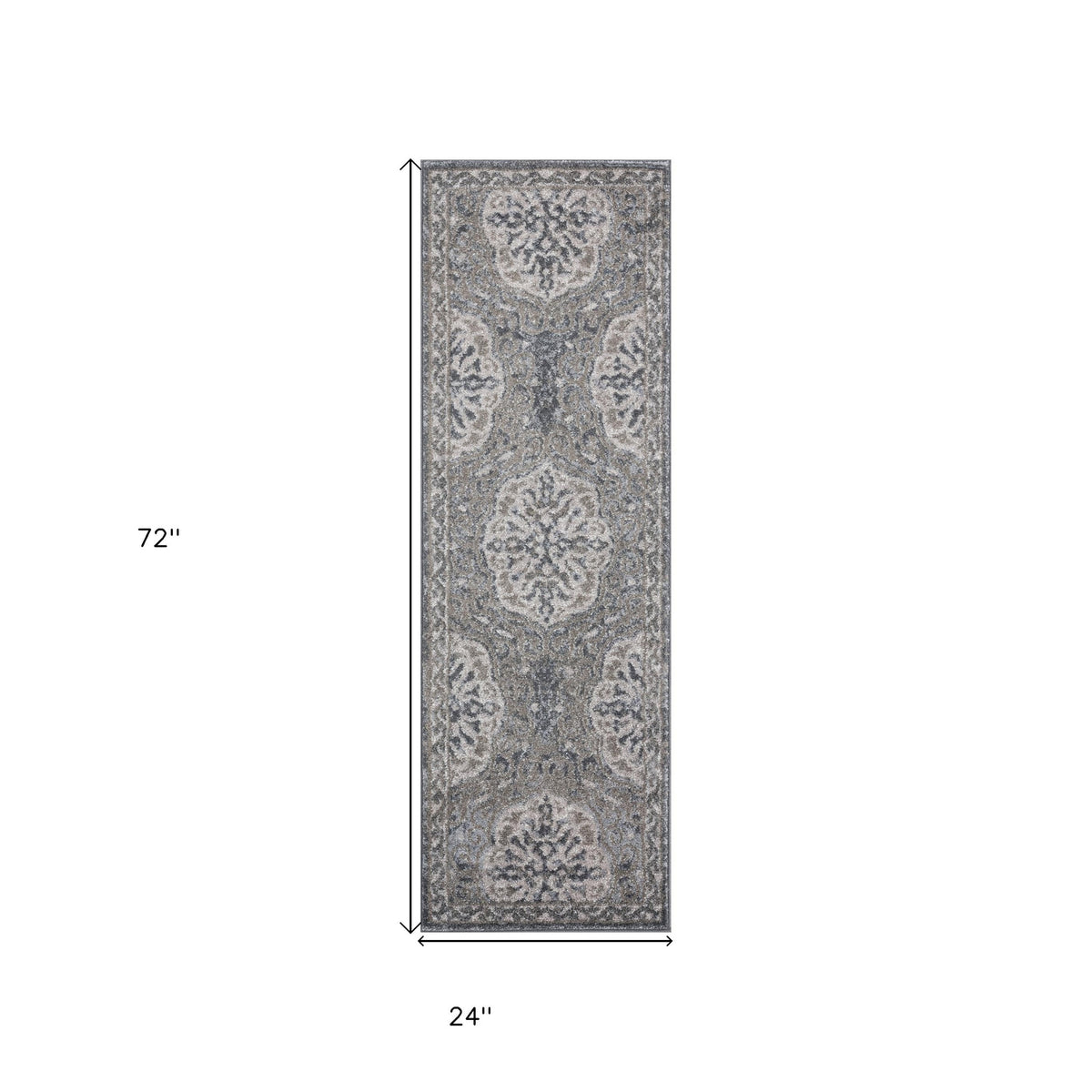 2' X 6' Brown Medallion Power Loom Runner Rug