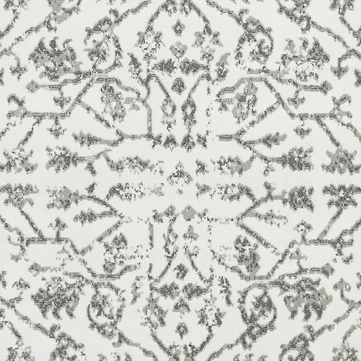 8' Light Gray Round Floral Power Loom Area Rug With Fringe