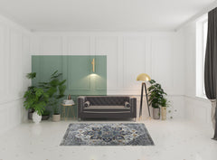 5' x 7' Gray Medallion Power Loom Area Rug