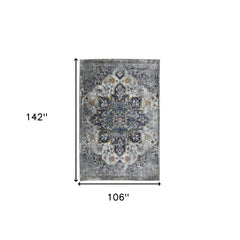9' x 12' Gray Medallion Power Loom Area Rug