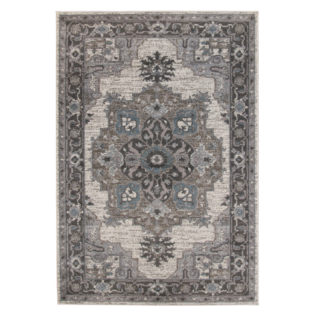 4' x 6' Taupe Medallion Power Loom Area Rug