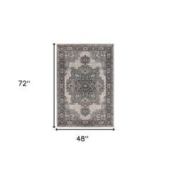 4' x 6' Taupe Medallion Power Loom Area Rug