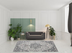 8' x 11' Gray Medallion Power Loom Area Rug